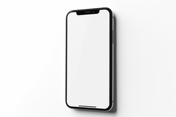 Smartphone mockup model on white background. Front view of white screen on phone mockup and white background.