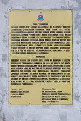 Pagalungan Nabawan, Sabah  Malaysia - August 16 2023: Memorial Monument erected to commemorate...