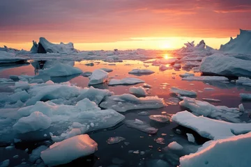 Crédence de cuisine en verre imprimé Vert bleu Ice and icebergs melting because of the global warming