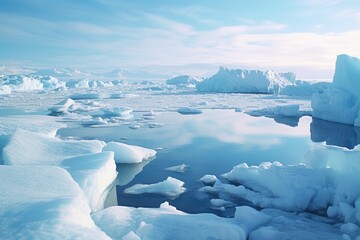 Fototapeta na wymiar Ice and icebergs melting because of the global warming