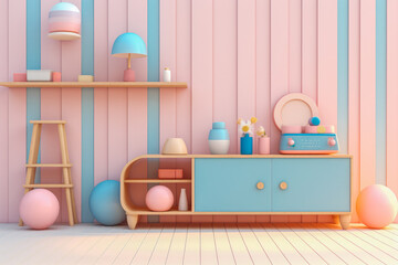 3D render pastel colors. Abstract background of 3D objects in pastel colors.