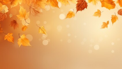 Naklejka na ściany i meble Autumn leaves in the park, seasonal banner with autumn foliage, copy space