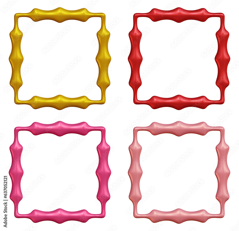 Poster set of frames design in 3d rendering isolated on transparent background. geometric shapes for templa