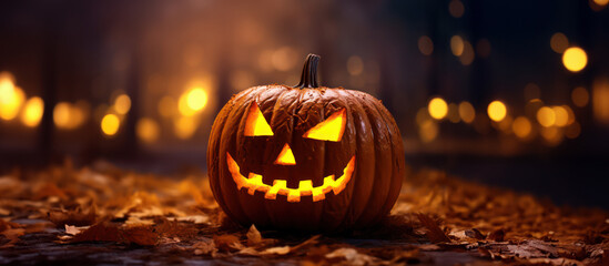 Helloween, Pumpkin, Glowing, Party, invitation card, background with copy space, Website
