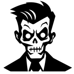 Zombie black silhouette isolated on white