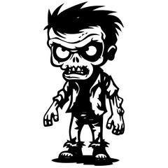 Zombie black silhouette isolated on white