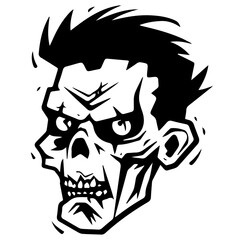 Zombie black silhouette isolated on white