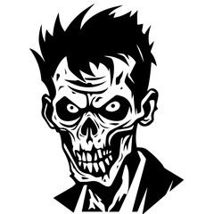 Zombie black silhouette isolated on white