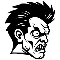 Zombie black silhouette isolated on white