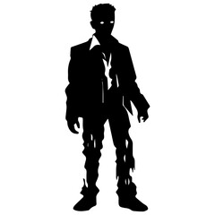 Fototapeta na wymiar Zombie black silhouette isolated on white