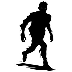 Zombie black silhouette isolated on white