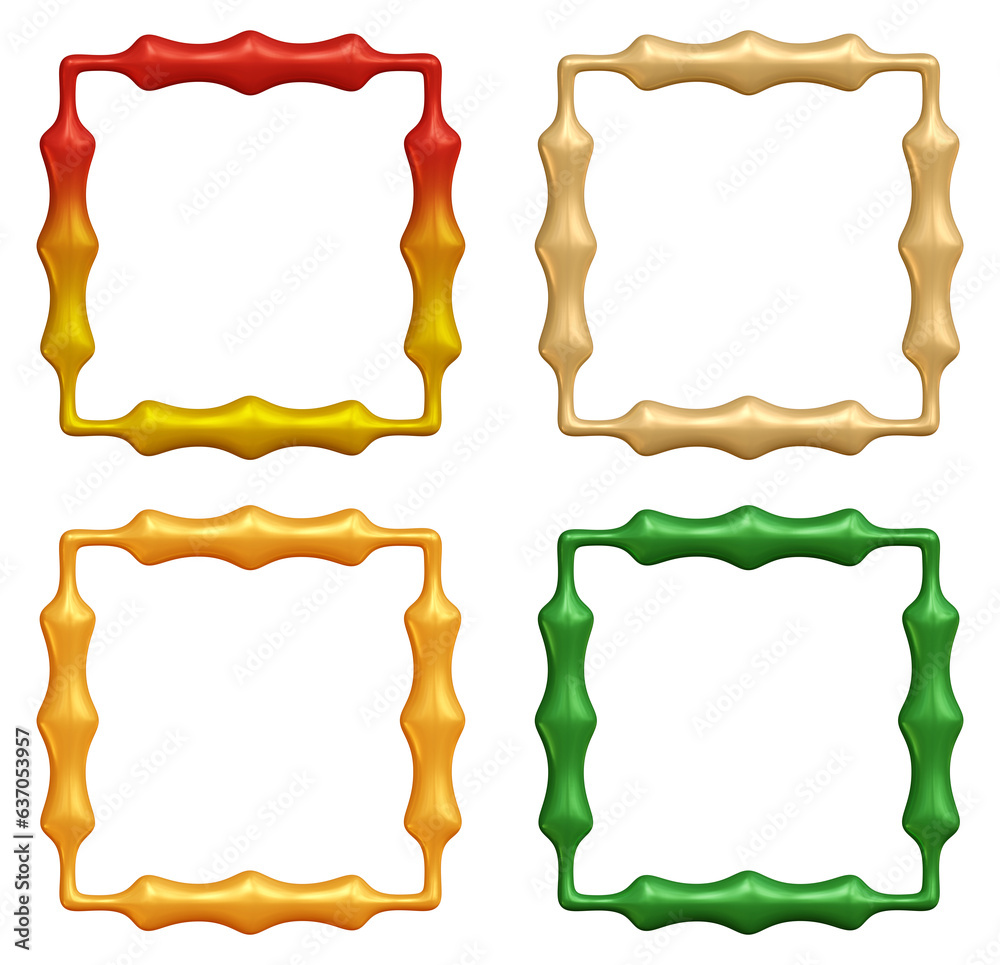 Poster set of frames design in 3d rendering isolated on transparent background. geometric shapes for templa