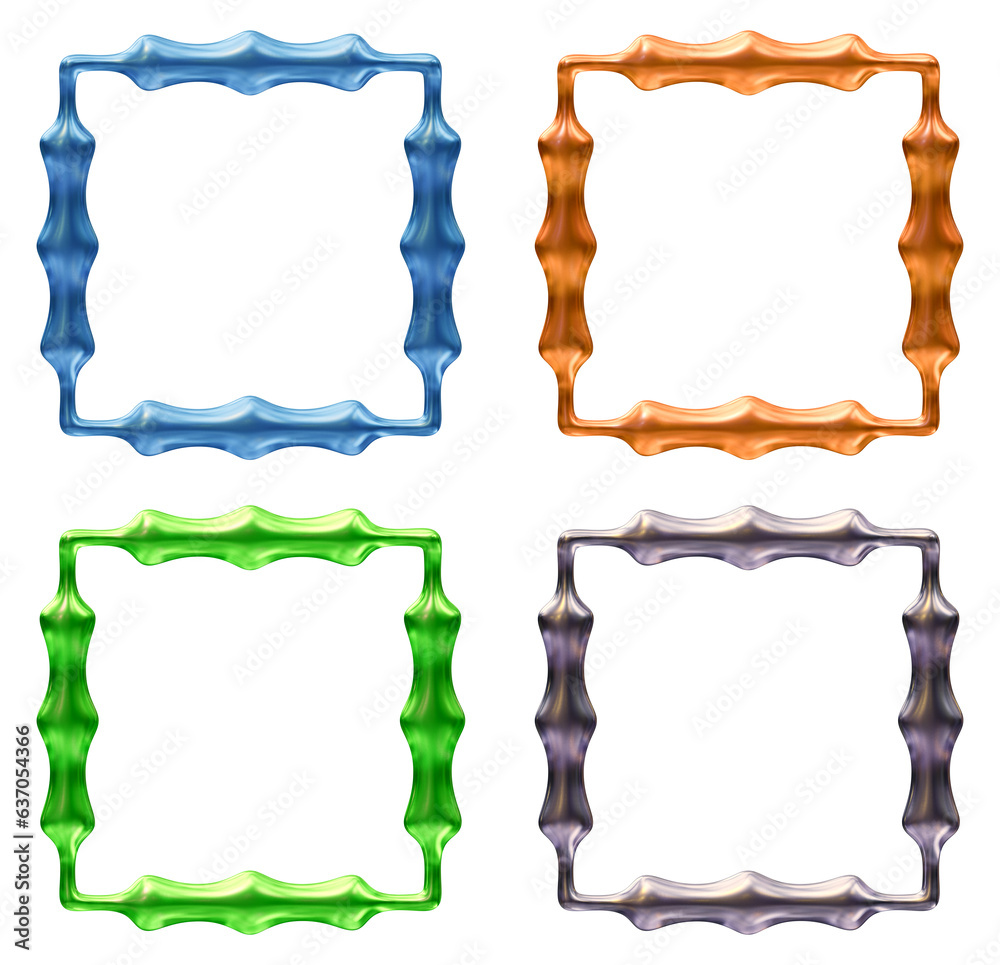 Poster set of frames design in 3d rendering isolated on transparent background. geometric shapes for templa