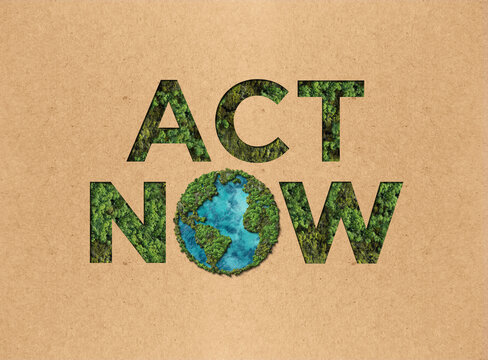Act now against climate change problem 3D concept background.