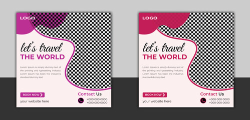 travel social media post design template