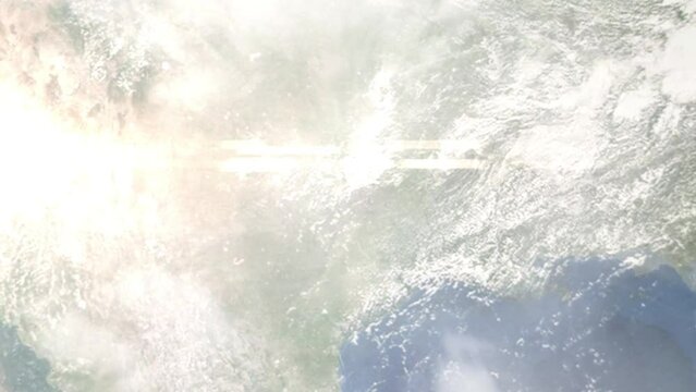 Zoom in from space and focus on Midlothian, Texas, USA. 3D Animation. Background for travel intro. Elements of this image furnished by NASA