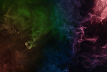 Green and pink steam on a black background.