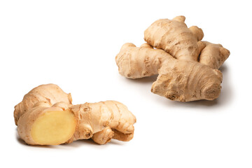 Ginger root isolated on white background.
