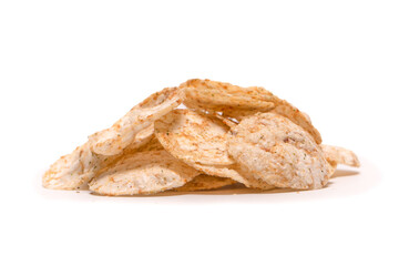 Rice chips isolated on white background.