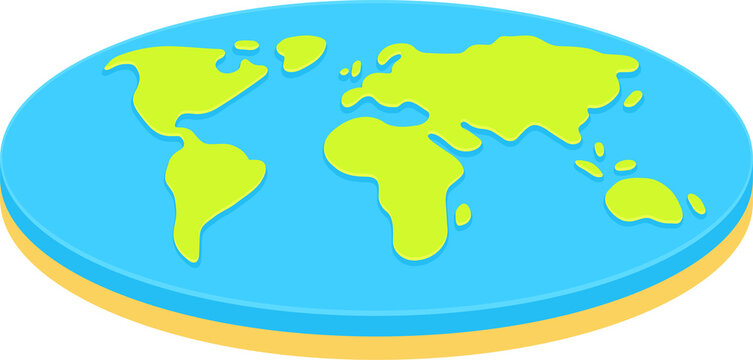 Flat earth concept illustration in simple cartoon style. 