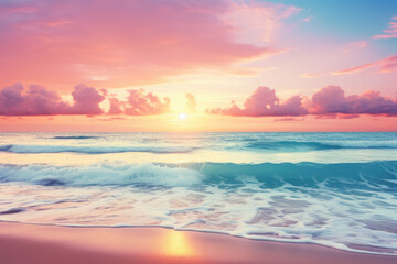 Fototapeta na wymiar Pink Sunset over Ocean
