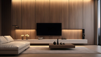 Cabinet TV in modern living room Interior