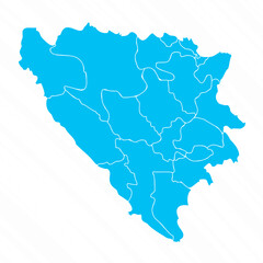 Flat Design Map of Bosnia and Herzegovina With Details