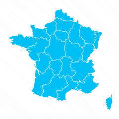 Flat Design Map of France With Details