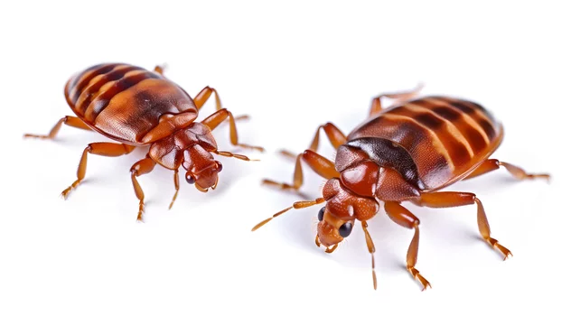 Bed Bugs Close-Up macro image isolated on white background