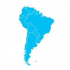 Flat Design Map of South America With Details