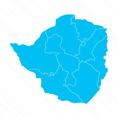 Flat Design Map of Zimbabwe With Details