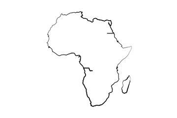 Hand Drawn Lined Africa Simple Map Drawing