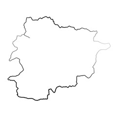 Hand Drawn Lined Andorra Simple Map Drawing
