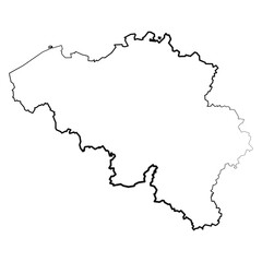 Hand Drawn Lined Belgium Simple Map Drawing