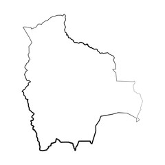 Hand Drawn Lined Bolivia Simple Map Drawing