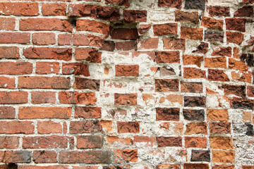 Old red brick wall background or texture