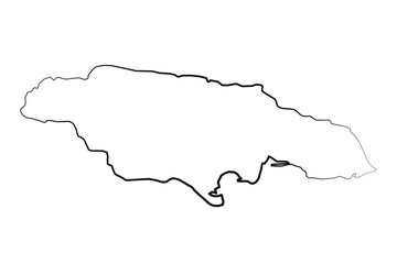 Hand Drawn Lined Jamaica Simple Map Drawing