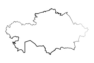 Hand Drawn Lined Kazakhstan Simple Map Drawing