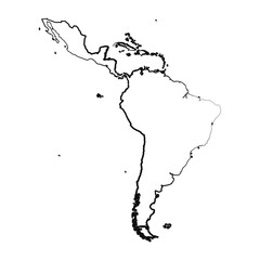 Fototapeta Hand Drawn Lined Latin America Simple Map Drawing obraz