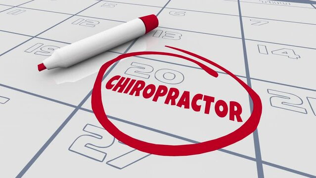 Chiropractor Appointment Calendar Back Neck Doctor Date Circled 3d Animation