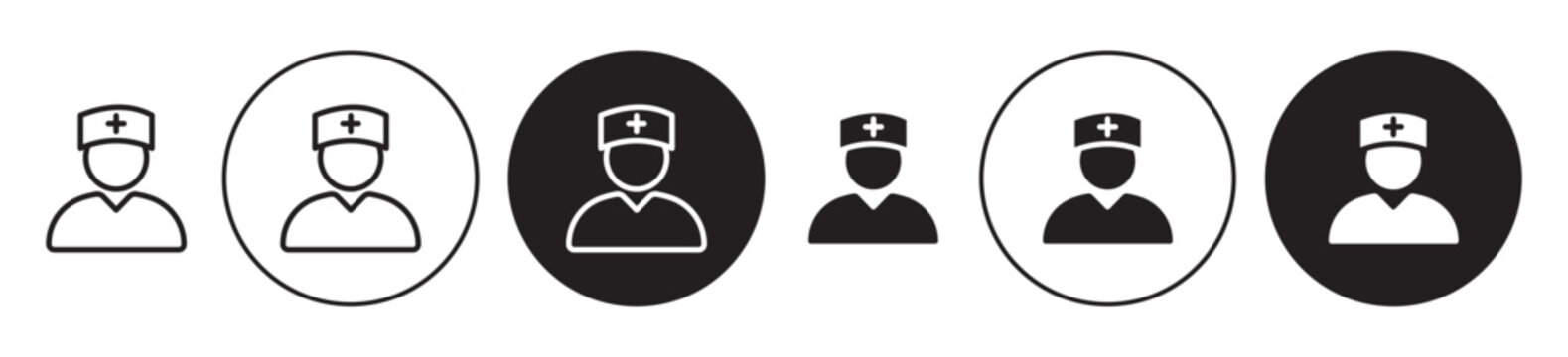 Nurse icon set. hospital woman or girl nurse vector symbol in black color.