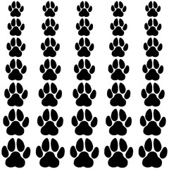 Trace and path of animal tracks, dog and cat moving away