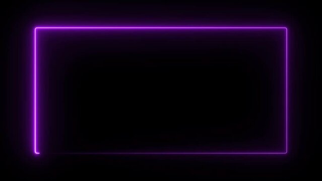 abstract glowing neon rectangle frame animation background 4k