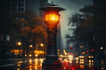 street lamp in the night - obrazy, fototapety, plakaty