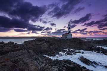 Fototapeta na wymiar Sunset from Favaritx lighthouse in Menorca (Spain)