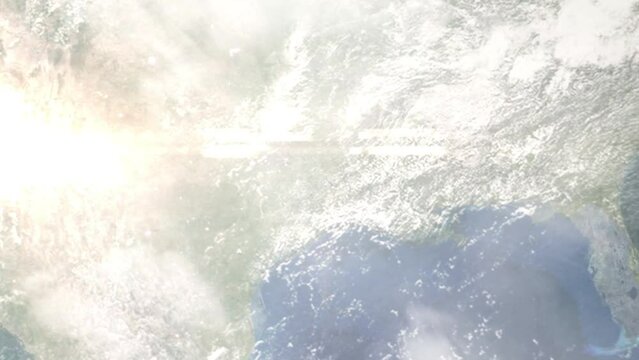 Zoom in from space and focus on Lufkin, Texas, USA. 3D Animation. Background for travel intro. Elements of this image furnished by NASA	
