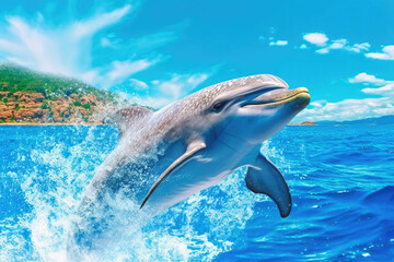 Captivating Dolphin Play in the Deep Blue Sea