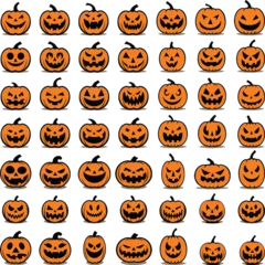 Foto op Plexiglas Simple Halloween Jack-O-Lantern Carved Pumpkin Faces Vector Art Set. Every Face is Unique! (2 0f 2) © Chattanooga Tshirt