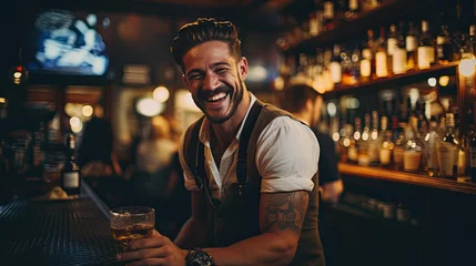Foto op Canvas a bartender in a rustic cocktail bar. © jr-art