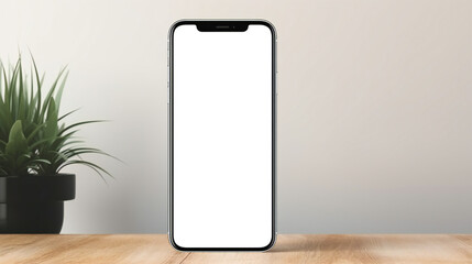 smartphone mockup banner with plant background. Generative AI.